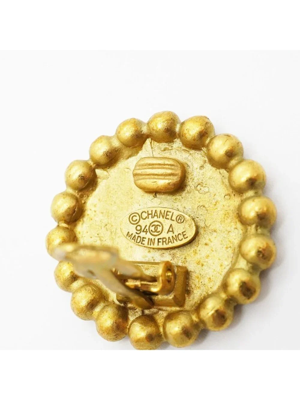 Chanel Earrings Vintage CC Logo Gold Plated